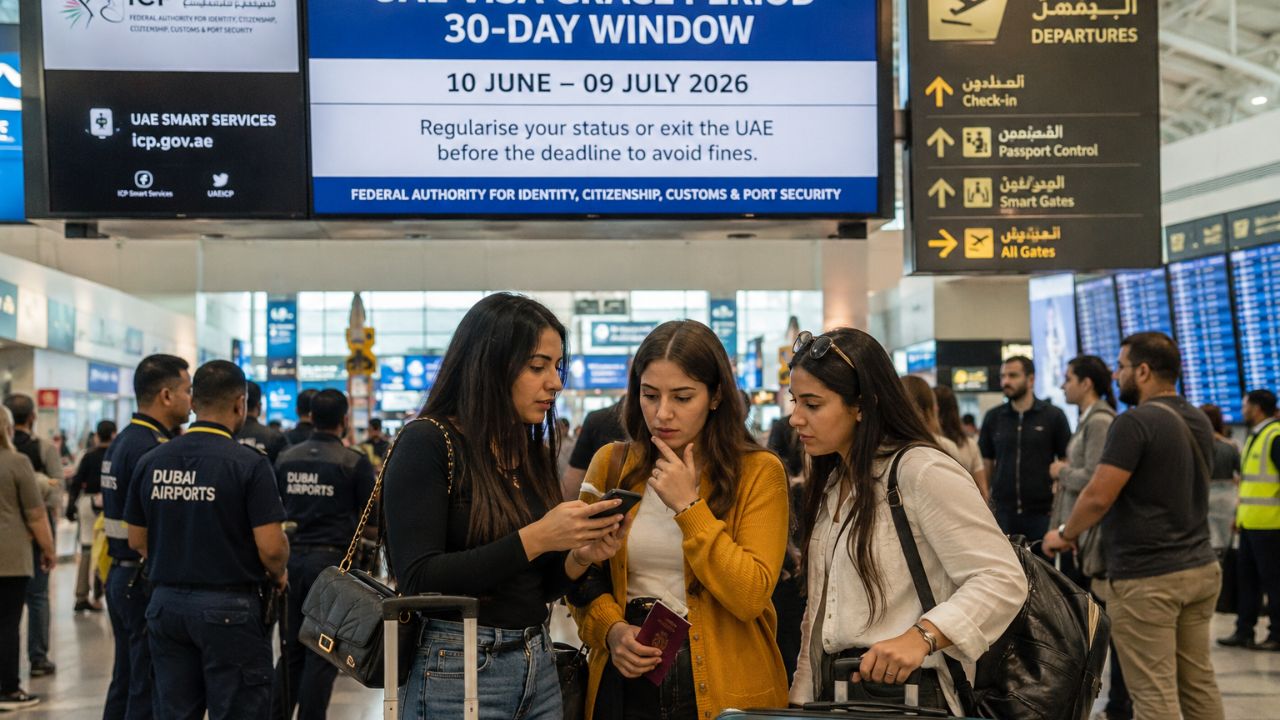 UAE visa grace period travel chaos Dubai airport flight cancellations