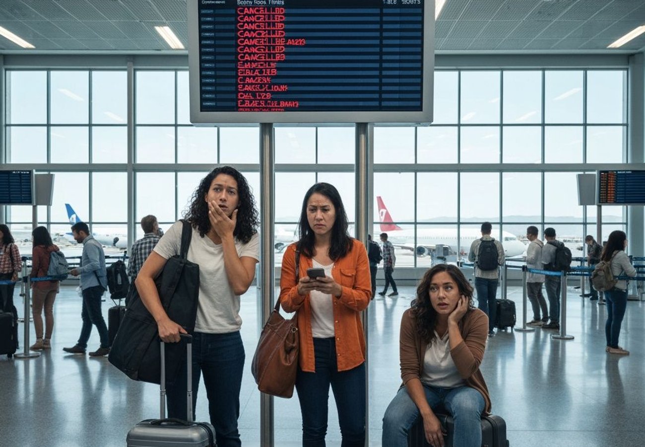 Harry Reid International Airport terminal with aircraft gates and passenger queues