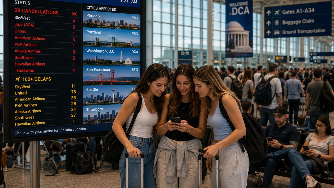 Aviation Updates: Sweeping Travel Chaos Grips US Airports as SkyWest, United, and Alaska Airlines Grapple with 128 Flight Cancellations and Delays