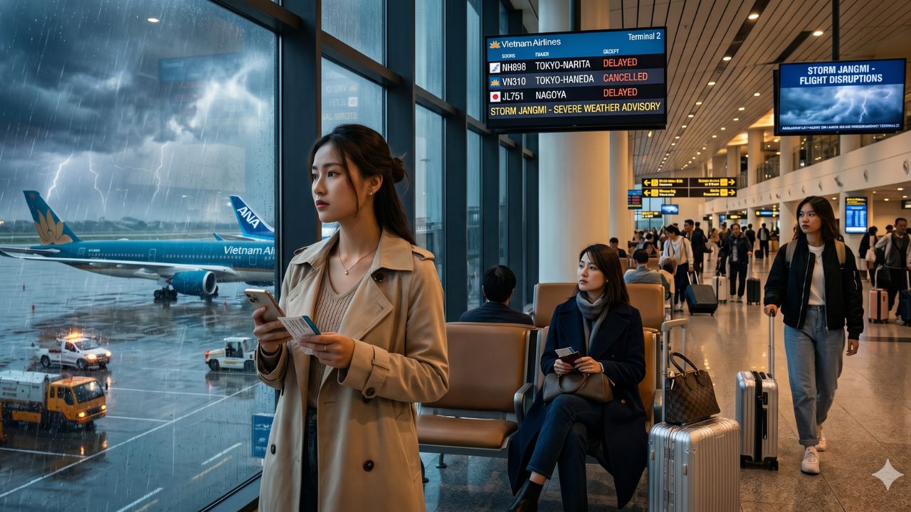 Asia Travel Chaos: Severe Storm Jangmi Triggers Massive Flight Cancellations Across Vietnam Airlines, Vietjet, and JAL, Stranding Thousands