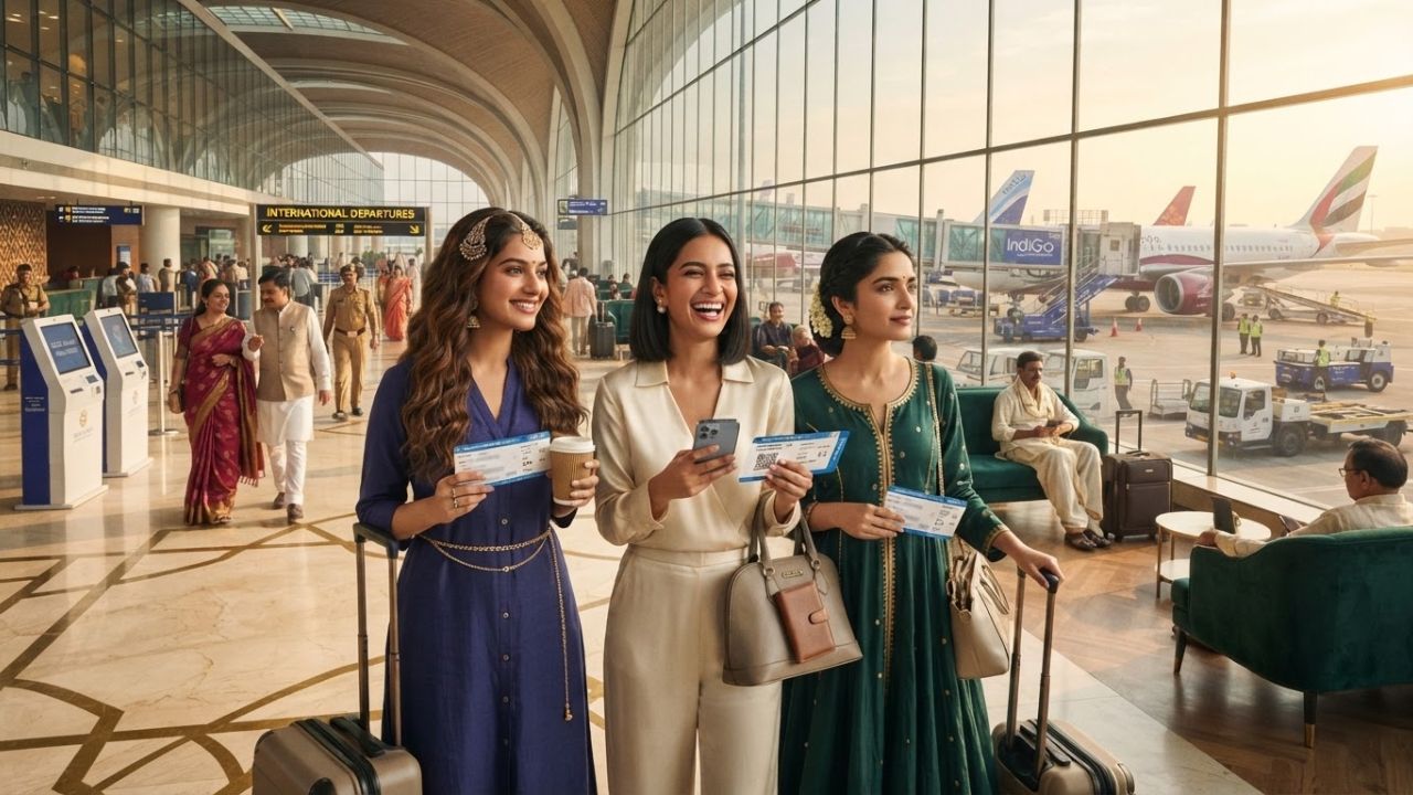 An Air India Express passenger jet parked at an airport boarding gate