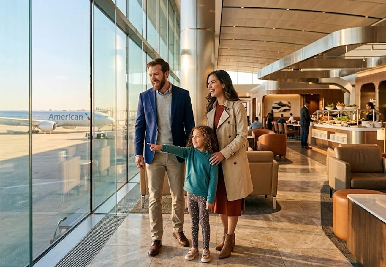 Premium American Airlines lounge and check-in facilities at Dallas Fort Worth International Airport