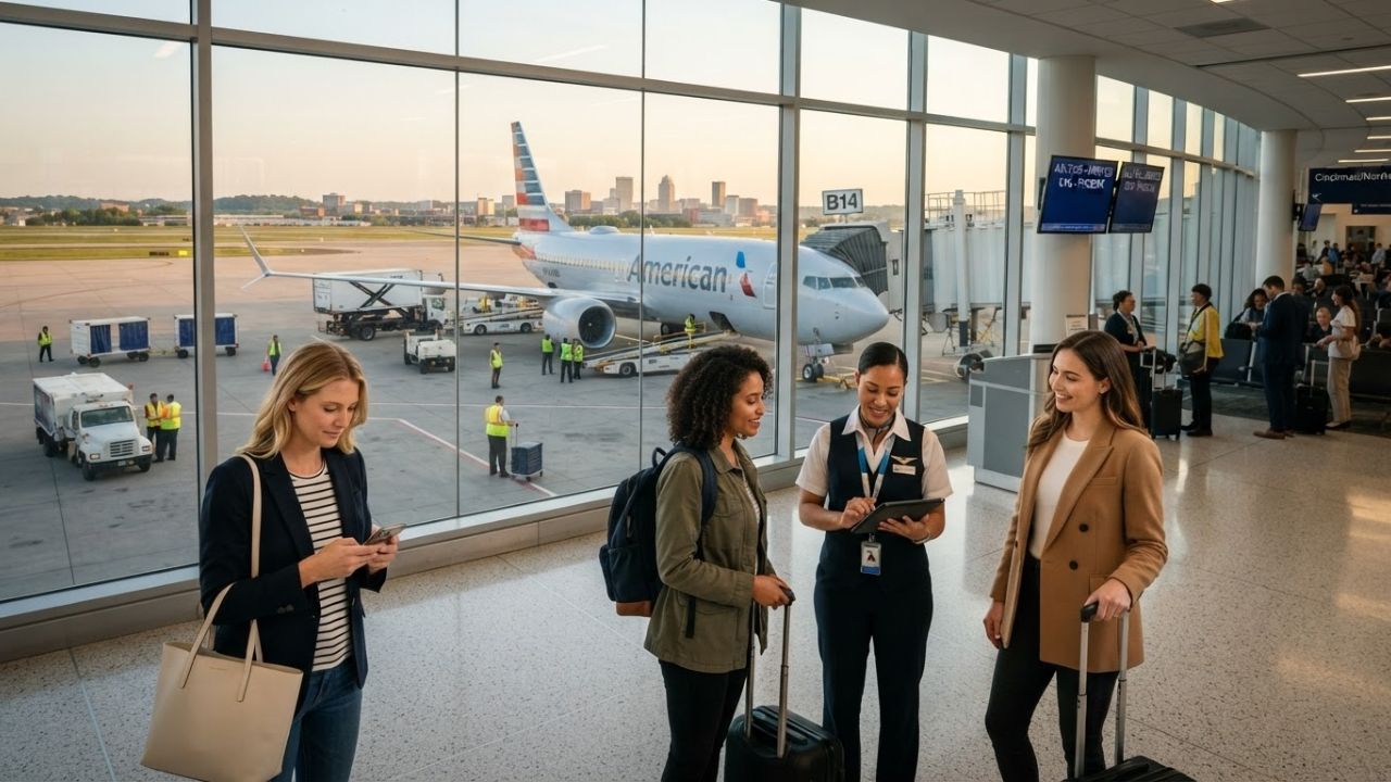 An American Airlines Boeing 737 MAX passenger jet parked at a terminal gate