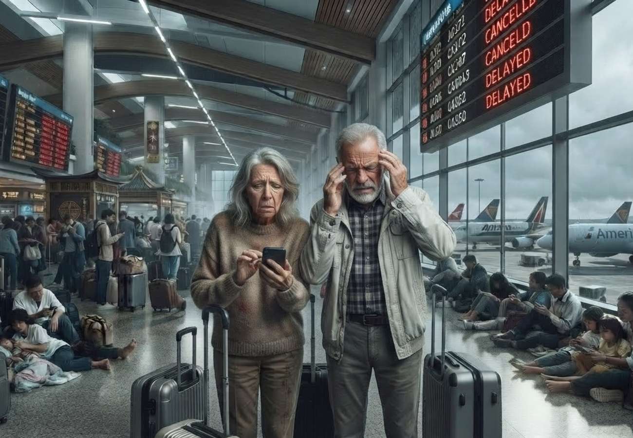 Buffalo Niagara International Airport terminal during flight disruptions