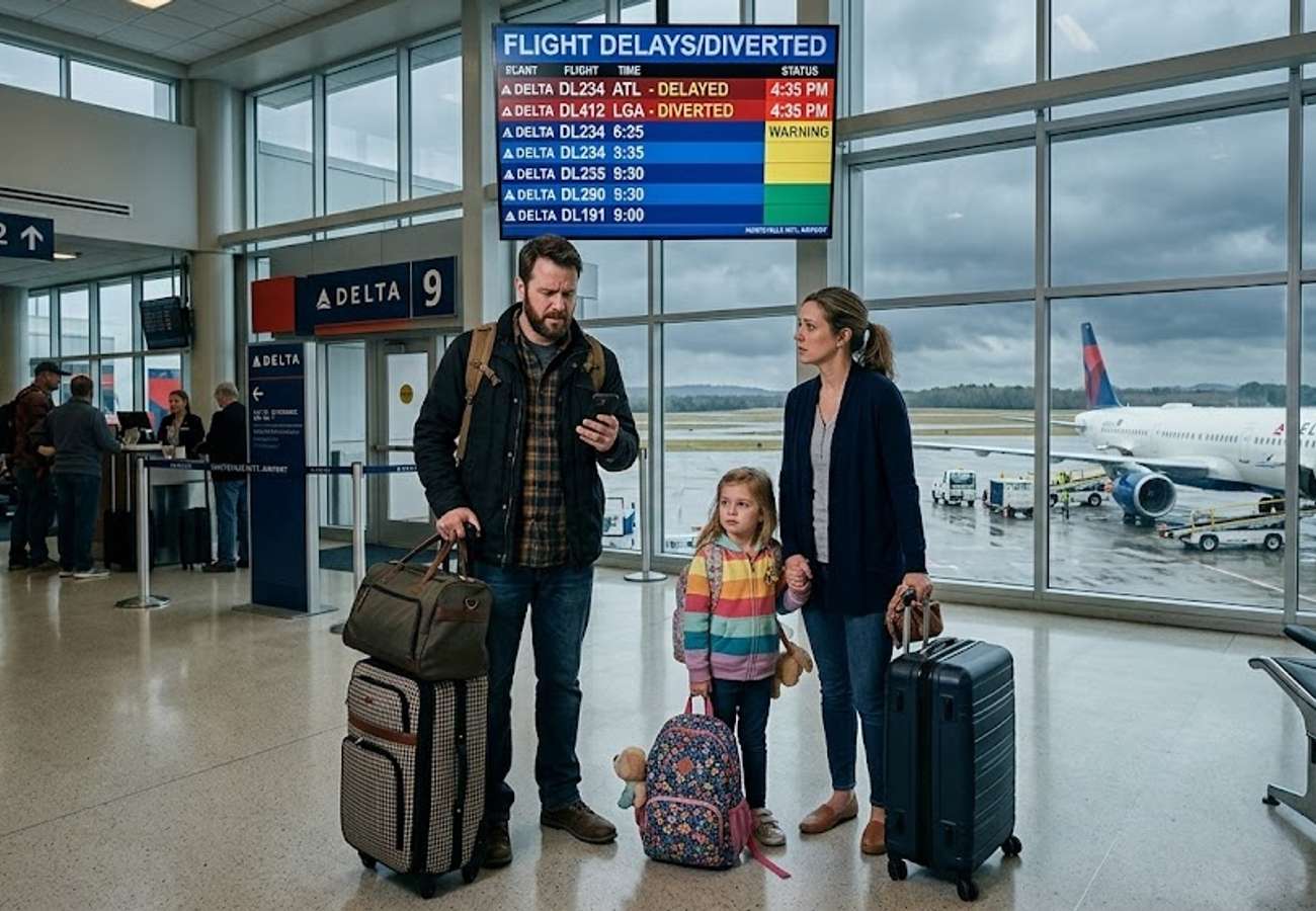 Delta Air Lines Flight DAL906 Airbus A321-271NX Diverts to Huntsville Airport from Salt Lake City in 2026