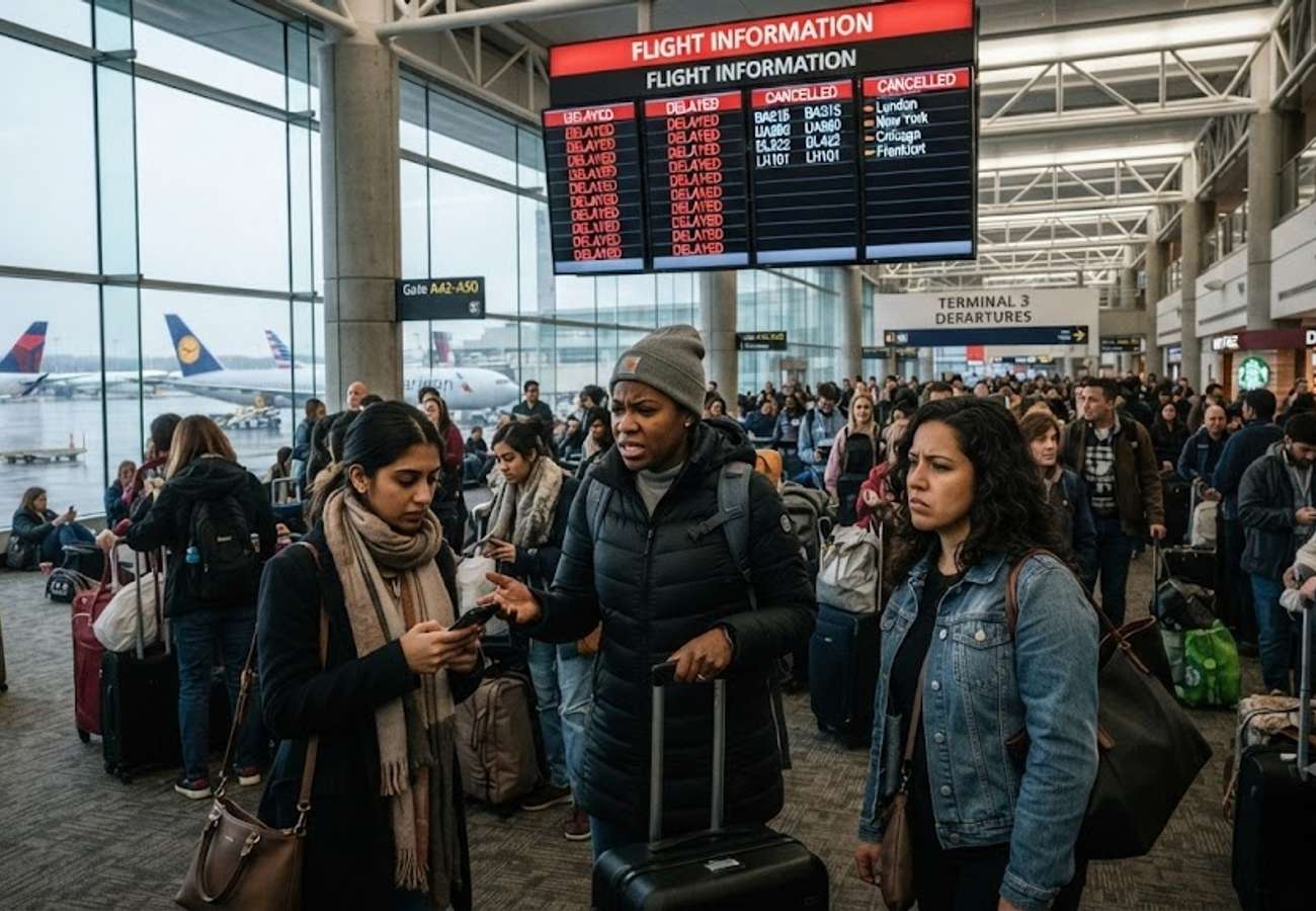 Commercial aircraft at airport terminal during reduced travel operations
