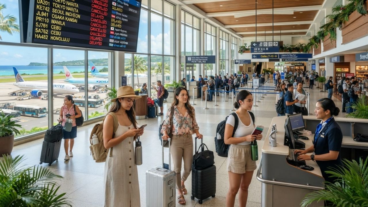 Guam International Airport Records 9 Cancellations and 5 Delays Disrupting United Airlines, Korean Air, and Japan Airlines Pacific Routes