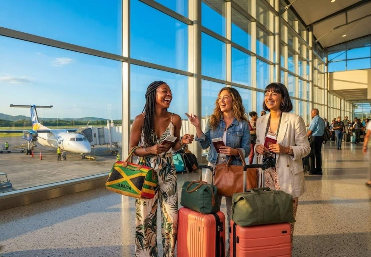 Liat Air aircraft arriving at Sangster International Airport in Montego Bay