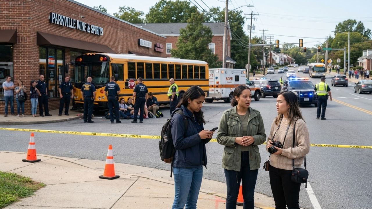 Maryland School Bus Crash in Parkville Involves Maryland School for the Blind Students, Prompting Emergency Response on Harford Road