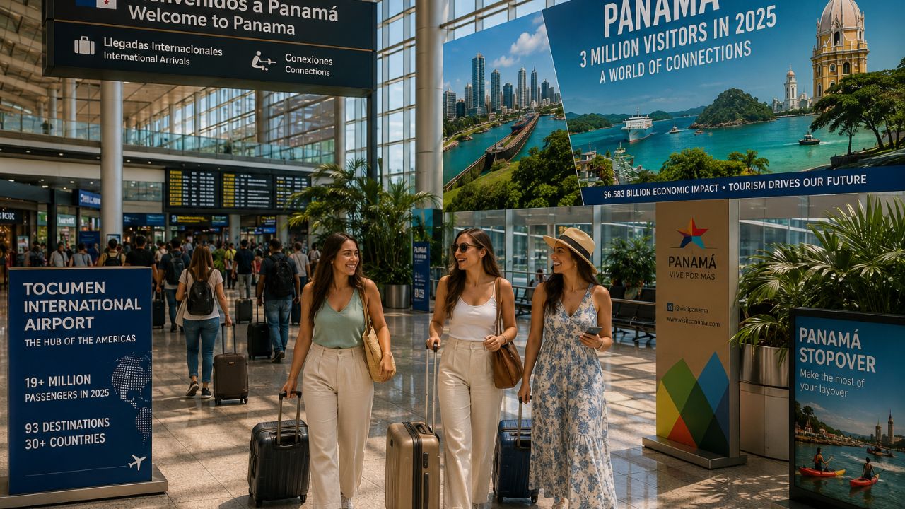 Exterior passenger terminal of Tocumen International Airport in Panama