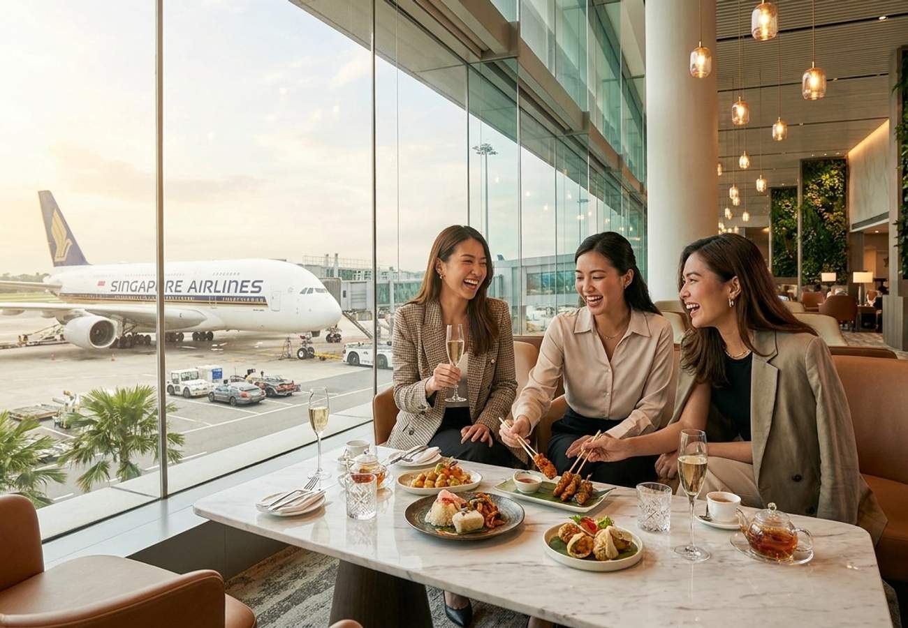 Qantas premium lounge dining experience at Singapore Changi Airport
