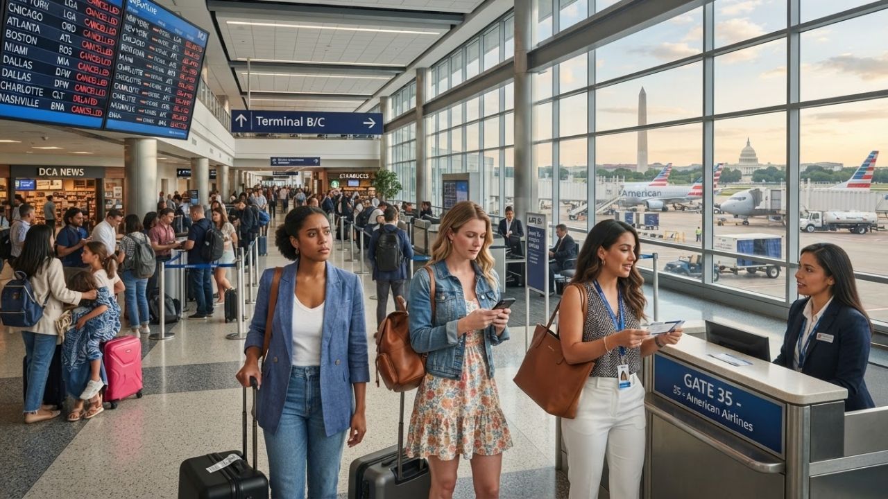 Ronald Reagan Washington National Airport Records 22 Flight Cancellations and 11 Delays Affecting American and Delta Capital Services