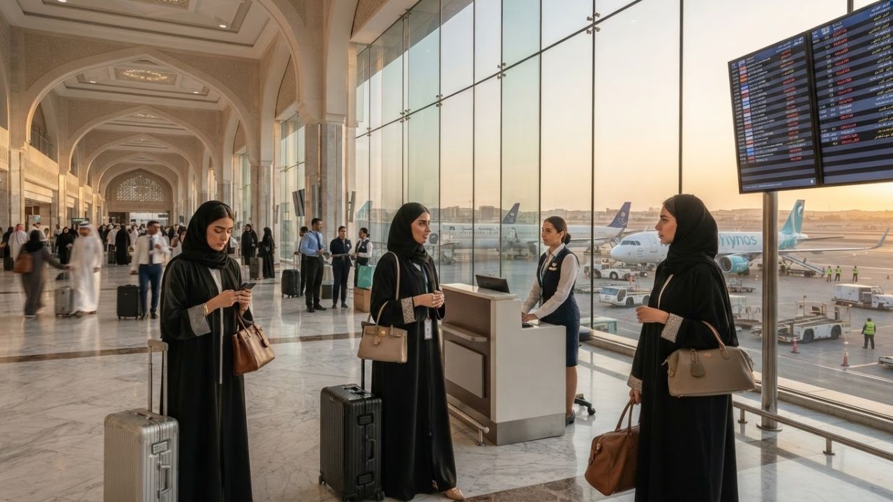 A terminal building view at King Abdulaziz International Airport in Jeddah