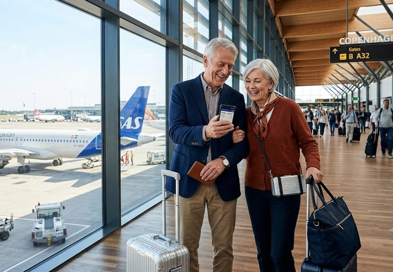 Scandinavian Airlines aircraft at Copenhagen Airport hub