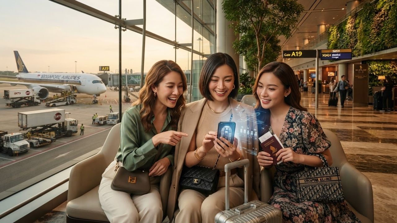 Modern digital seating selection screen on a mobile device in Singapore Changi Airport