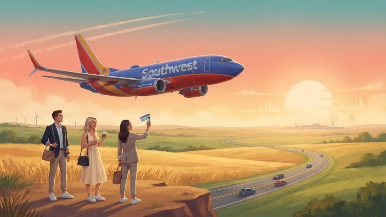 Southwest Airlines Boeing 737-700 passenger jet arriving at Omaha Eppley Airfield terminal gate