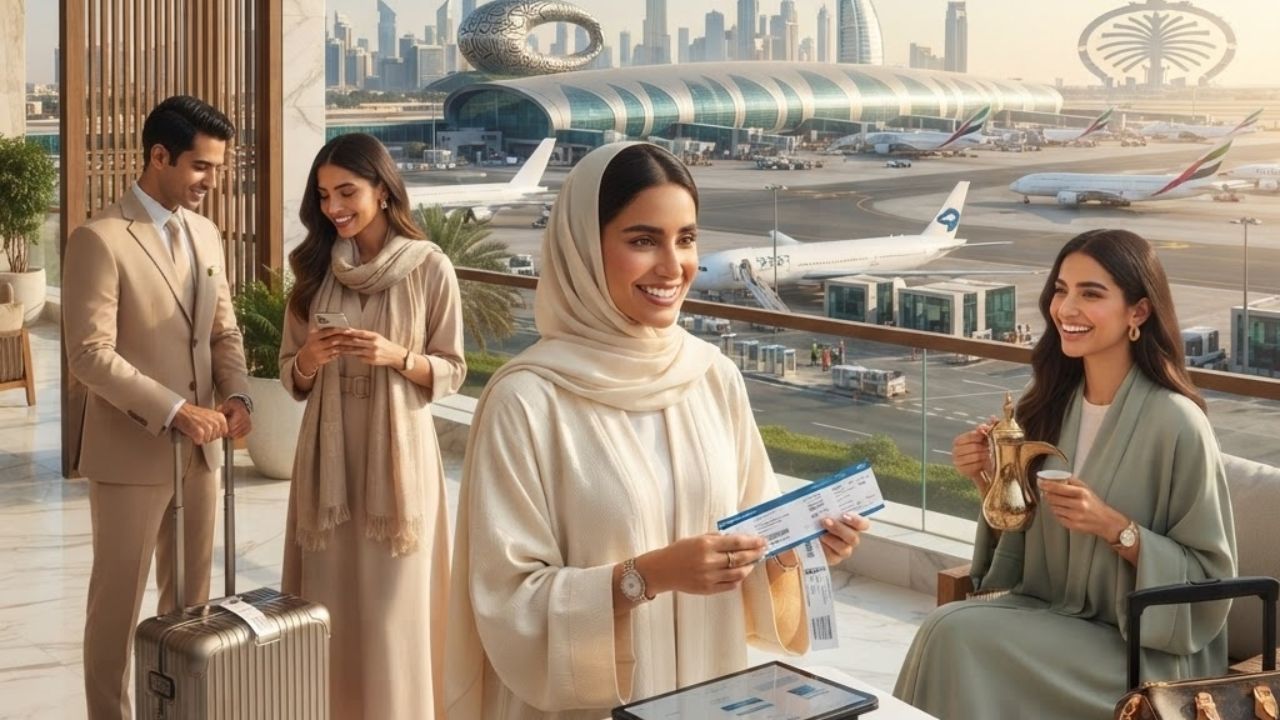 A traveler handing over tagged baggage to a home check-in agent at a hotel lobby