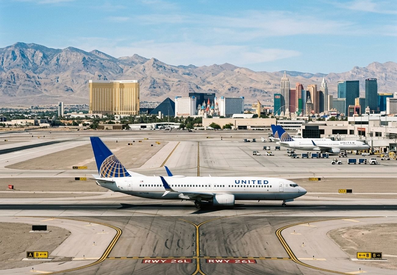 A United Airlines Boeing 737 passenger aircraft taxiing on the airport runway