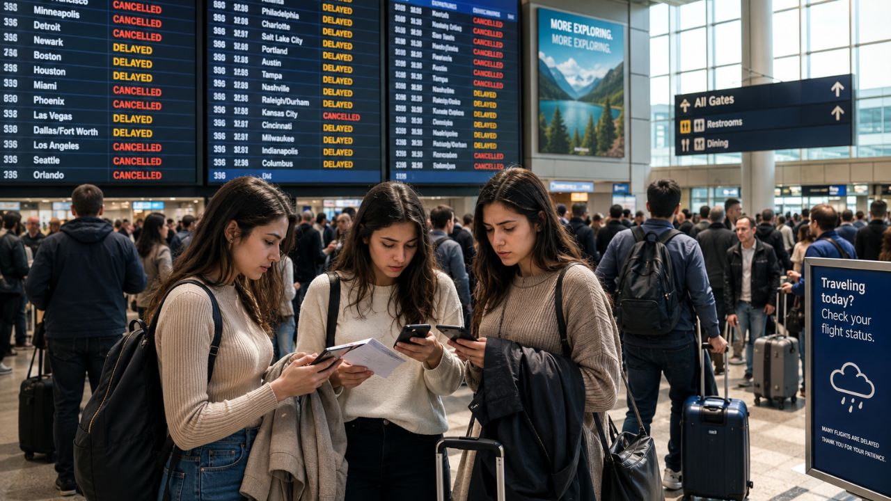 US airports flight delays and cancellations