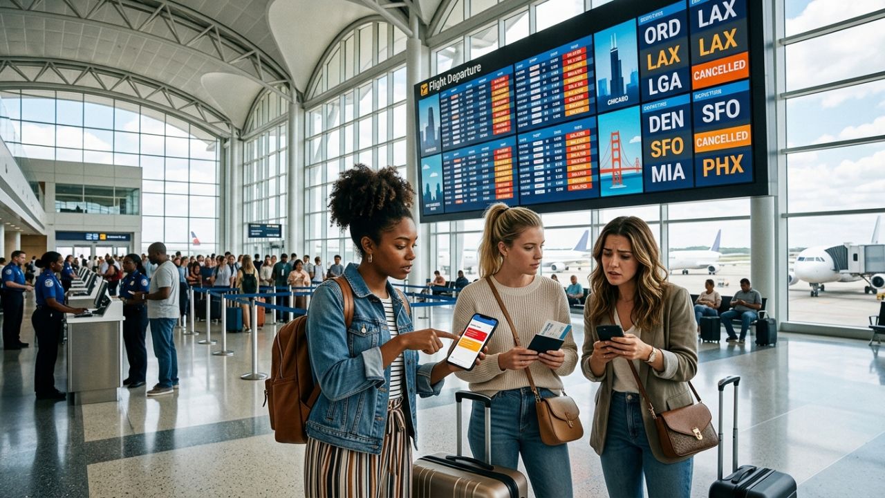 US flight cancellations delays travel chaos