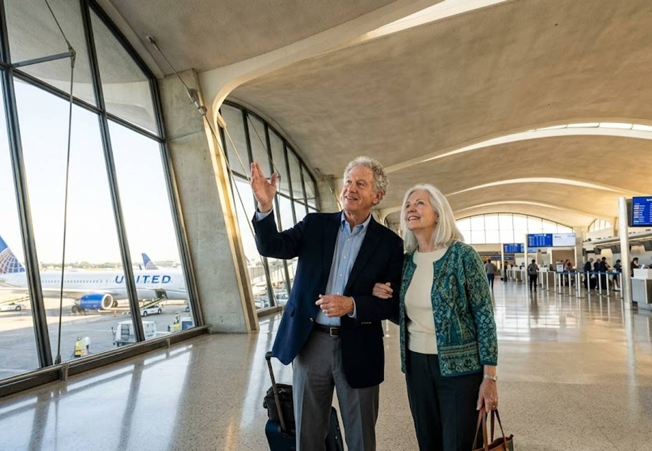 Washington Dulles International Airport terminal transformation with United Airlines aircraft