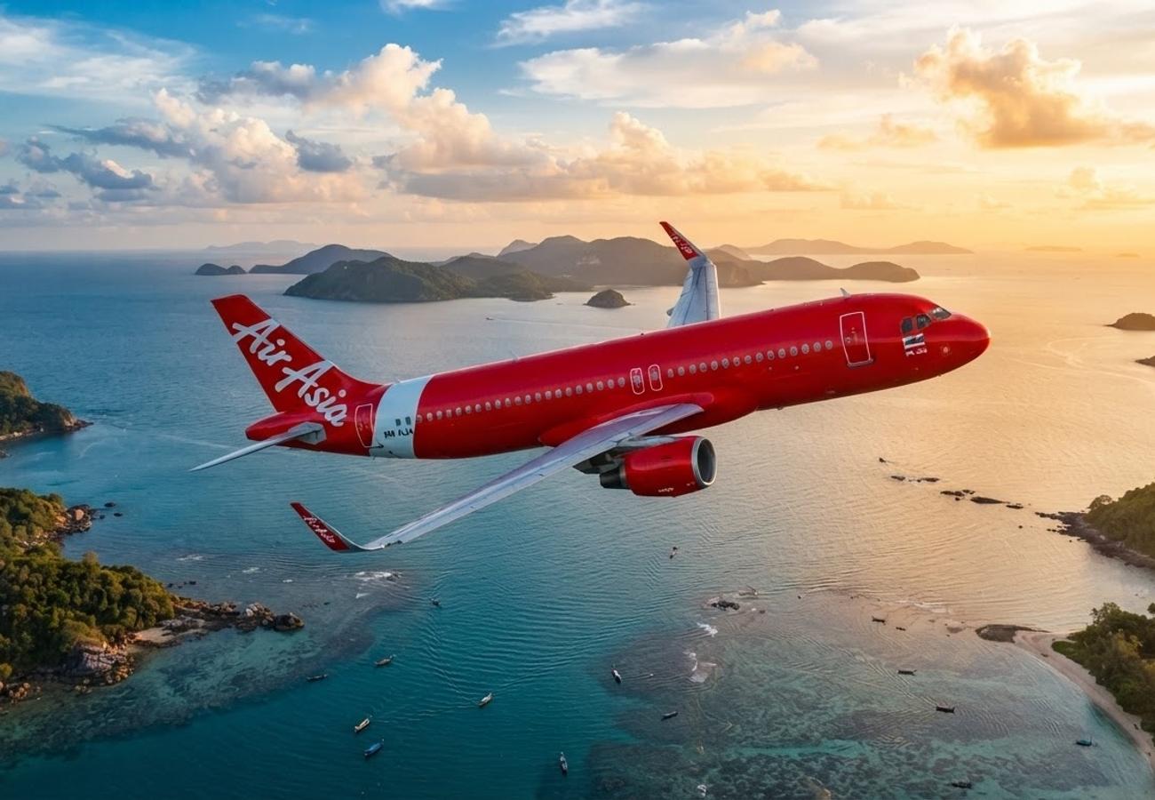 AirAsia aircraft on the tarmac at an Asian airport hub