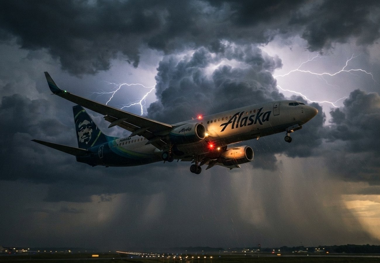 Alaska Airlines aircraft on the tarmac at Minneapolis-Saint Paul International Airport