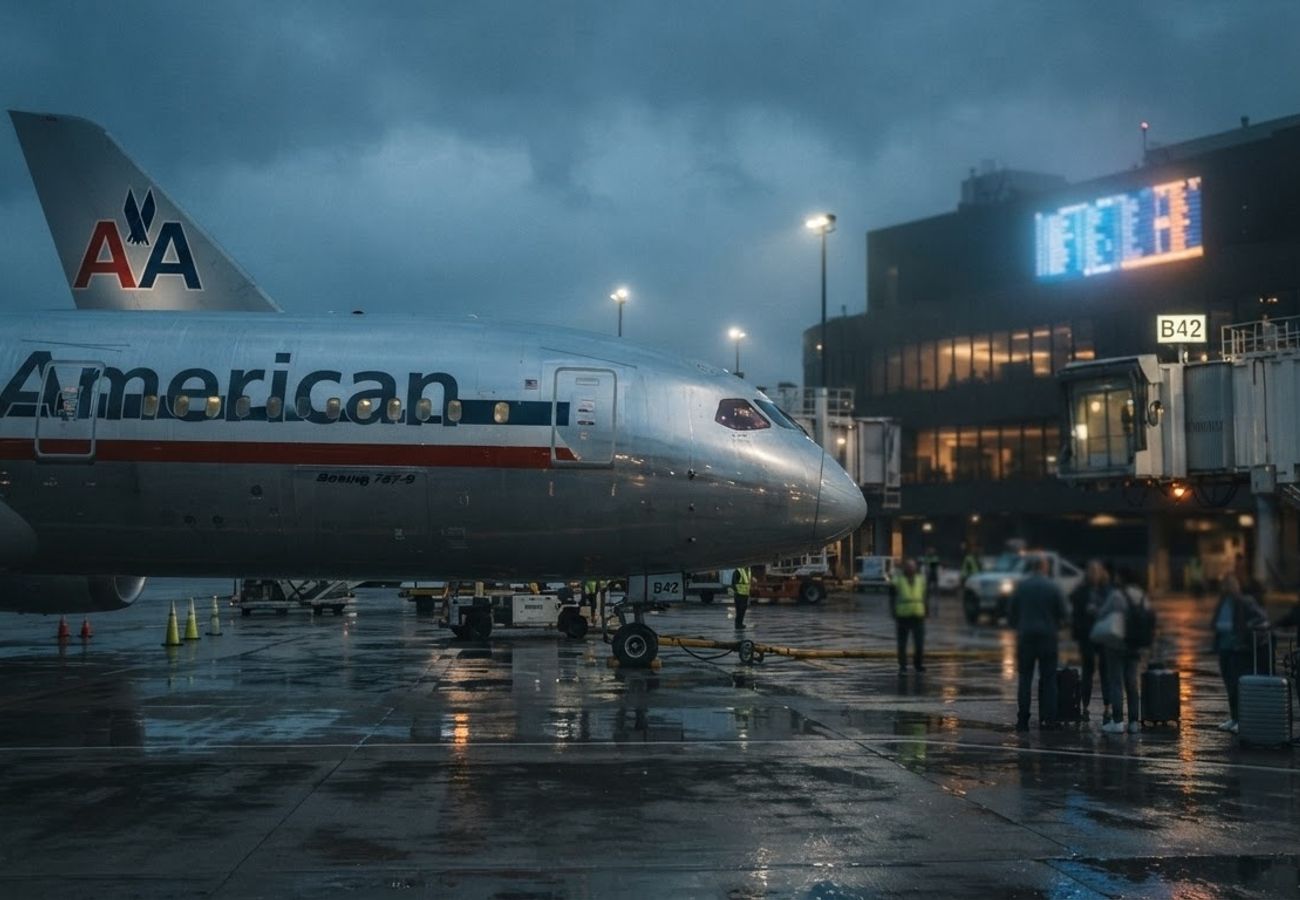 American Airlines aircraft on the tarmac during a busy travel period