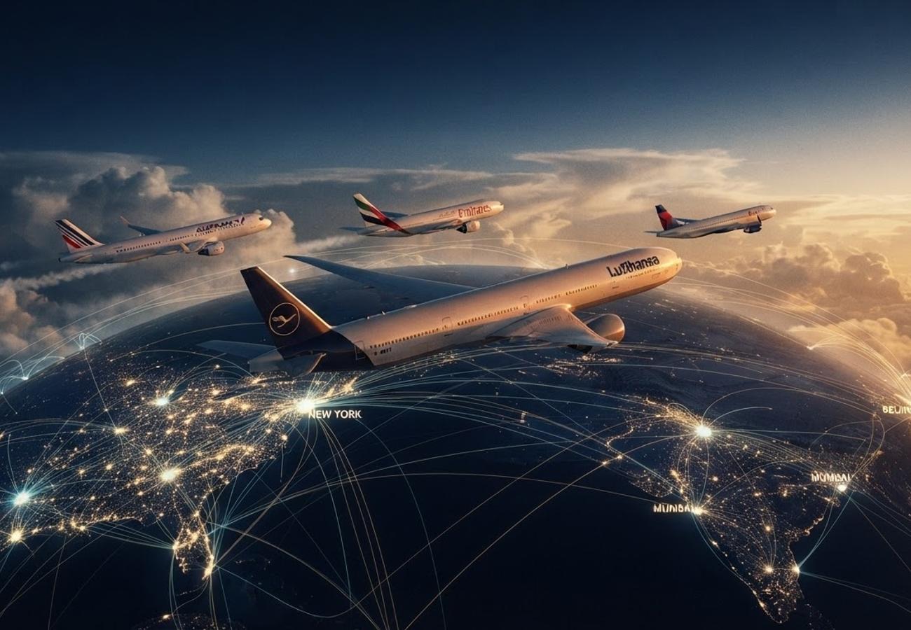 Commercial aircraft at a busy international airport terminal during peak summer travel