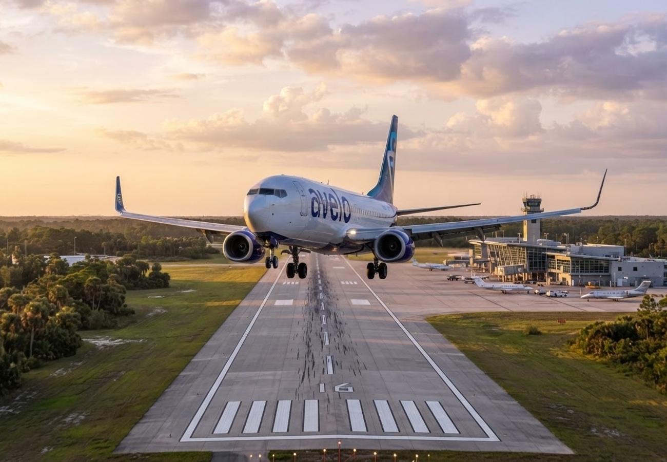 Avelo Airlines aircraft at a regional US airport