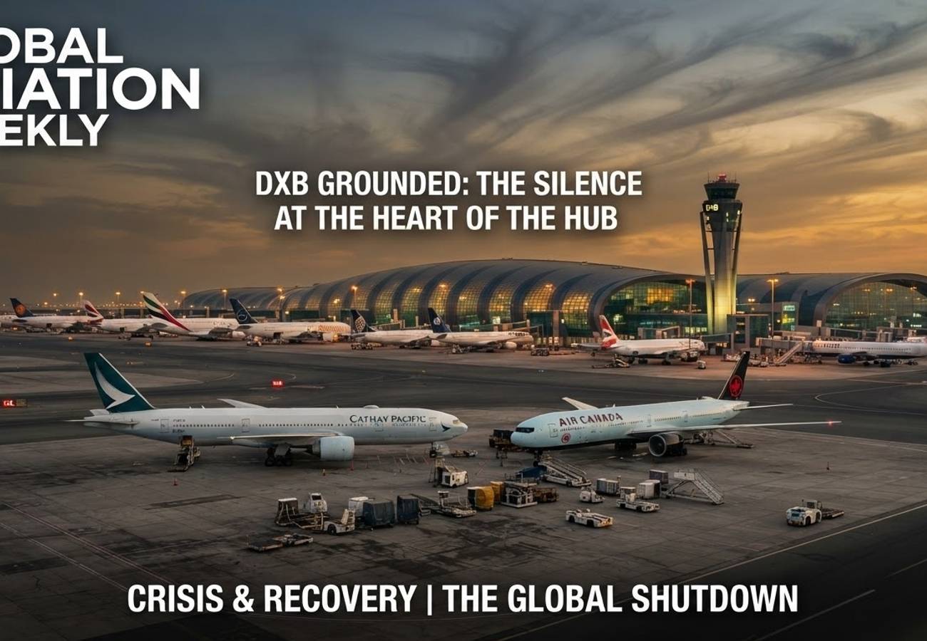 Dubai International Airport terminal during flight disruptions