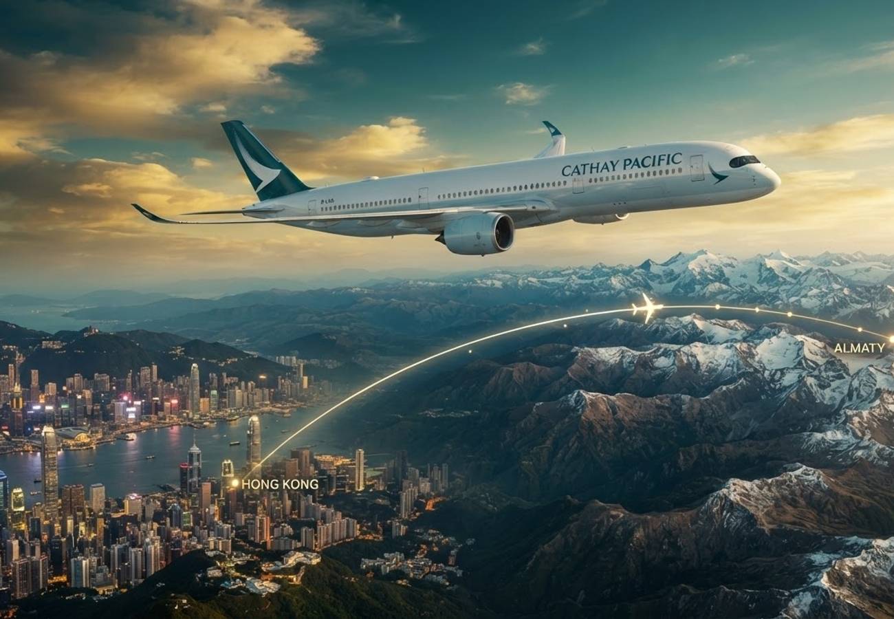 Cathay Pacific aircraft and APG corporate branding representing global aviation partnership