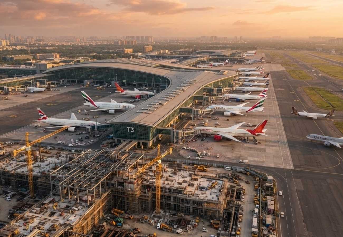 Aerial view of Indira Gandhi International Airport Terminal 3