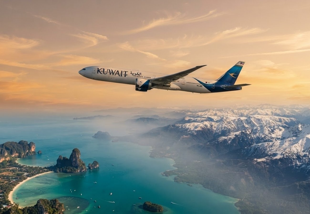 Kuwait Airways aircraft preparing for international departure