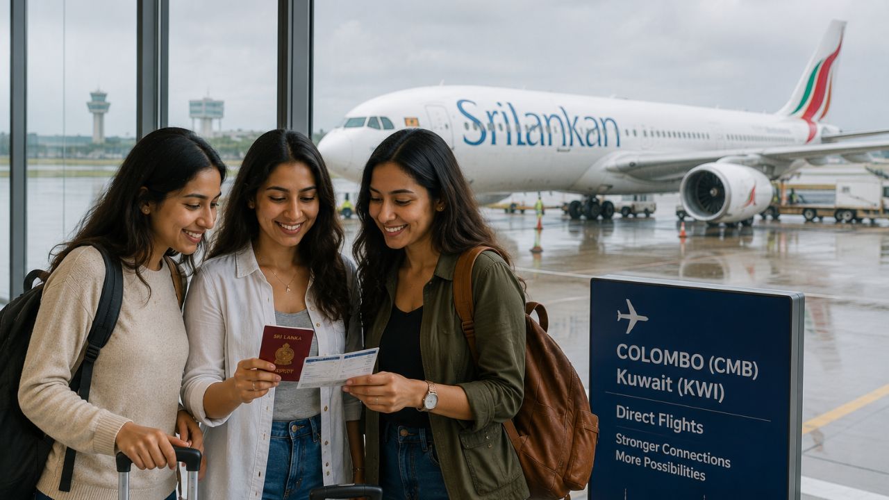 SriLankan Airlines passenger jet flying over the Indian Ocean.
