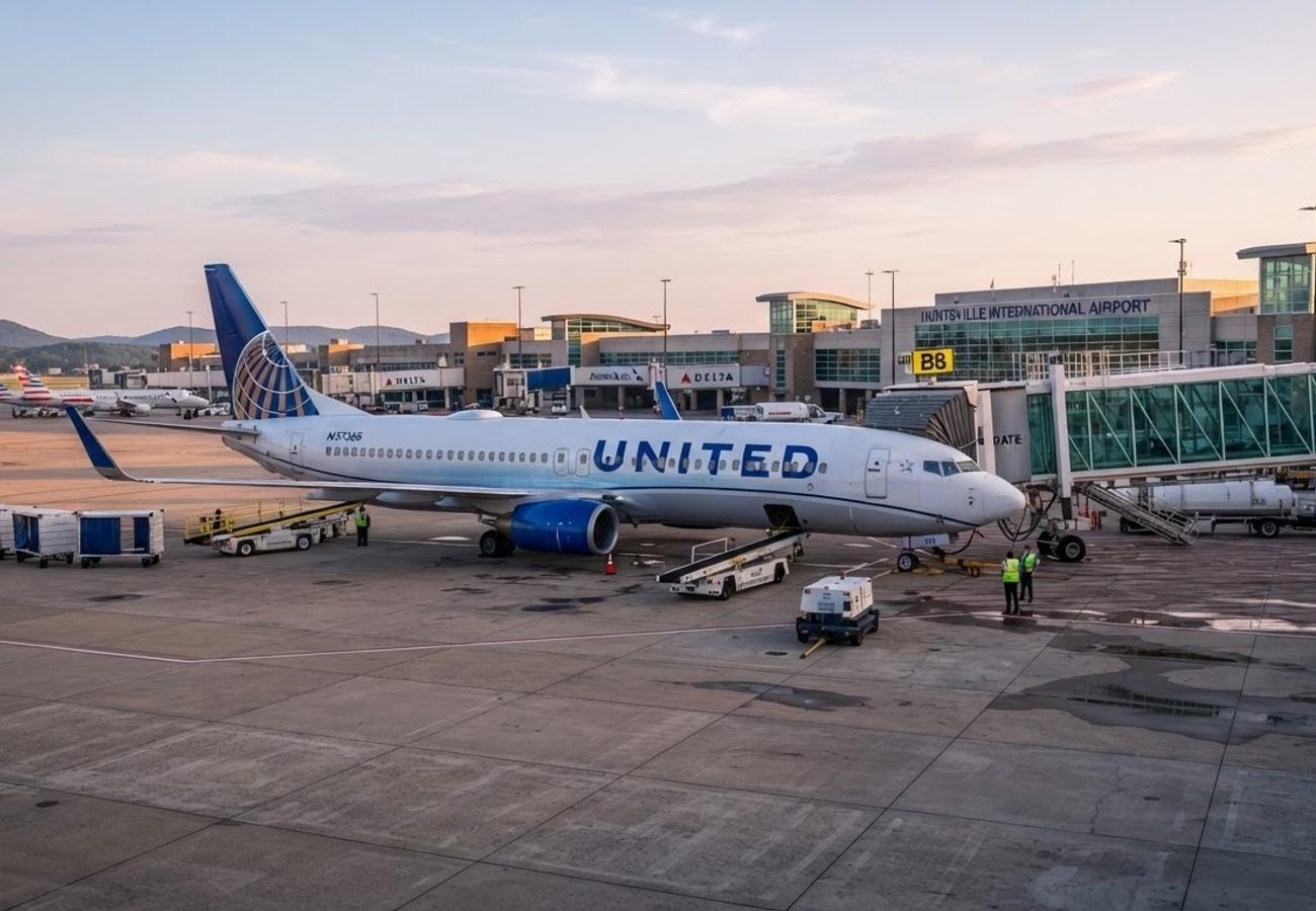 United Airlines Flight UA1815 Diverts to Huntsville International Airport During San Francisco to Nashville Route