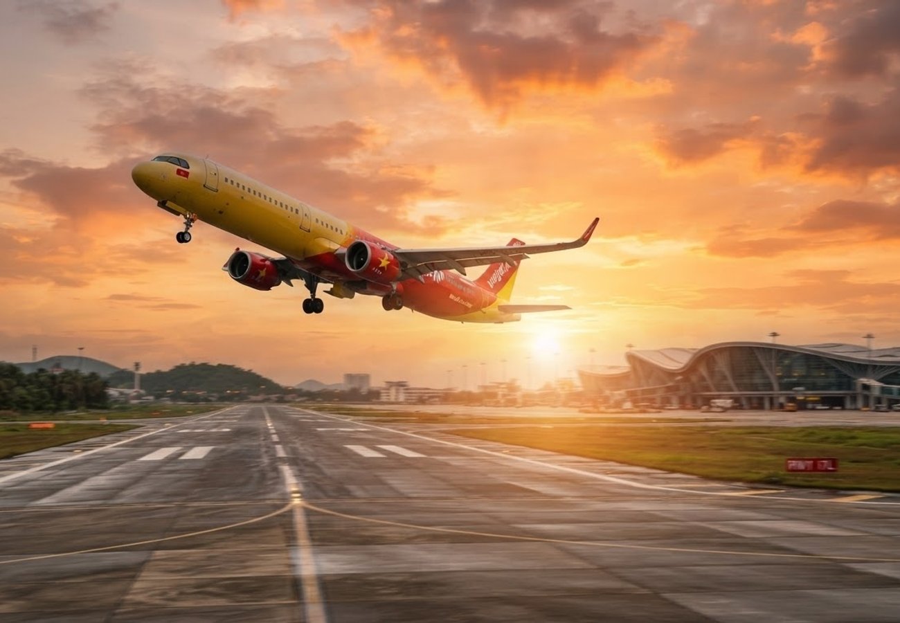 Vietjet Air aircraft preparing for takeoff at Clark International Airport