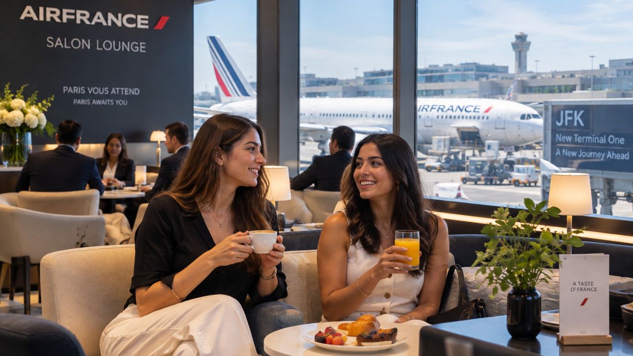Air France aircraft parked at John F. Kennedy International Airport terminal gate in New York