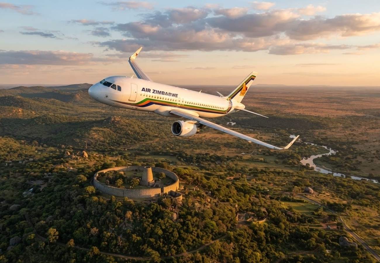 Air Zimbabwe aircraft preparing for domestic flight in Harare