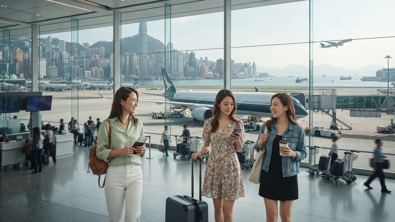 Cathay Pacific commercial passenger aircraft taking off from Hong Kong International Airport