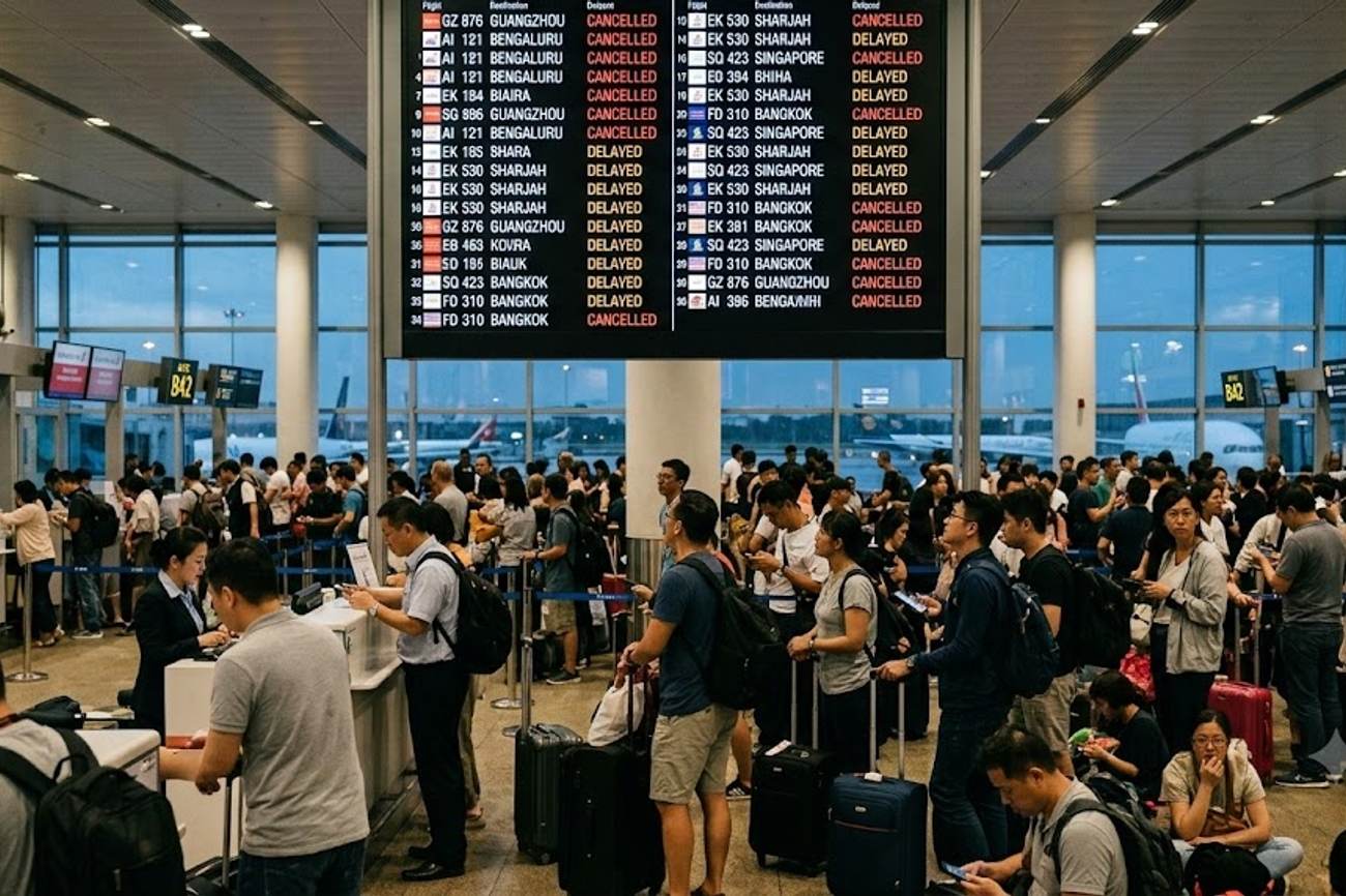 Flights Cancelled Over Asia at Bengaluru, Guangzhou and More Airports with 4,160 Delays and 248 Cancellations