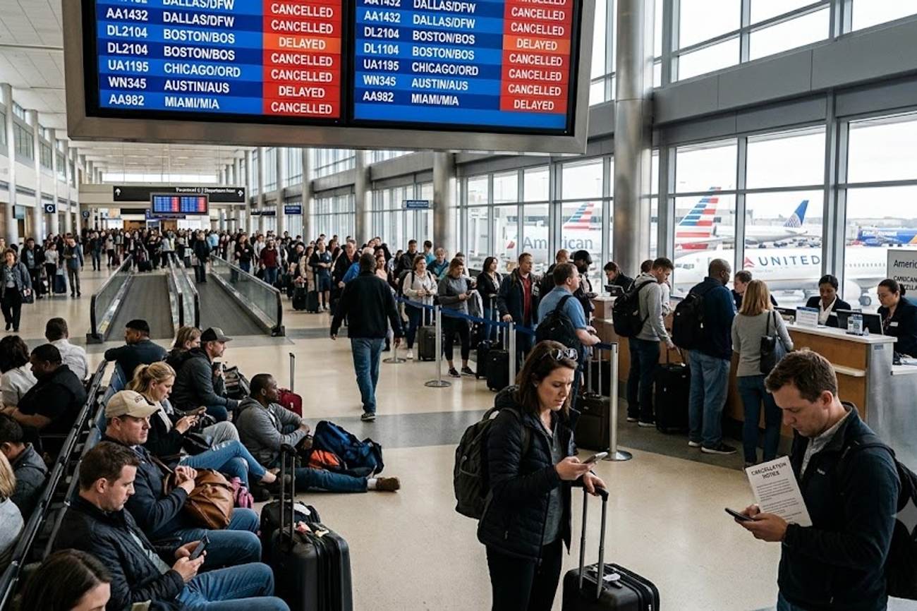 Flights Cancelled Throughout The USA As 182 Cancellations And 3,592 Delays Impacted Travel Across Dallas, Boston, And Beyond
