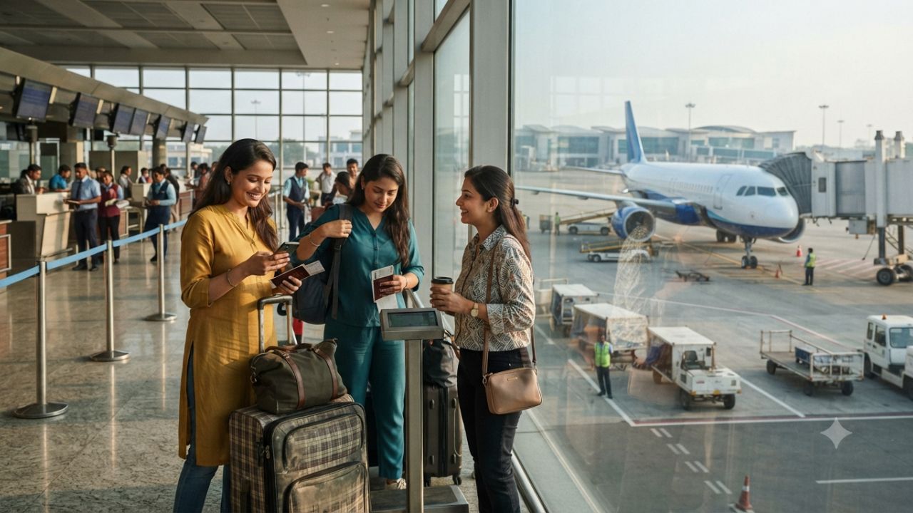 IndiGo commercial passenger aircraft at airport gate terminal in India