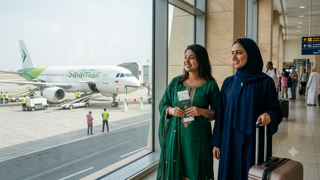 SalamAir Airbus aircraft on the tarmac at Muscat International Airport