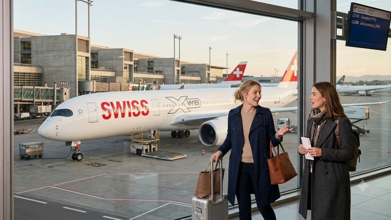 SWISS Airbus A350-900 long haul commercial aircraft at Zurich Airport