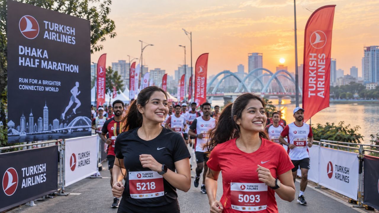 Athletes participating in the Turkish Airlines ActivePulse International Half Marathon in Dhaka