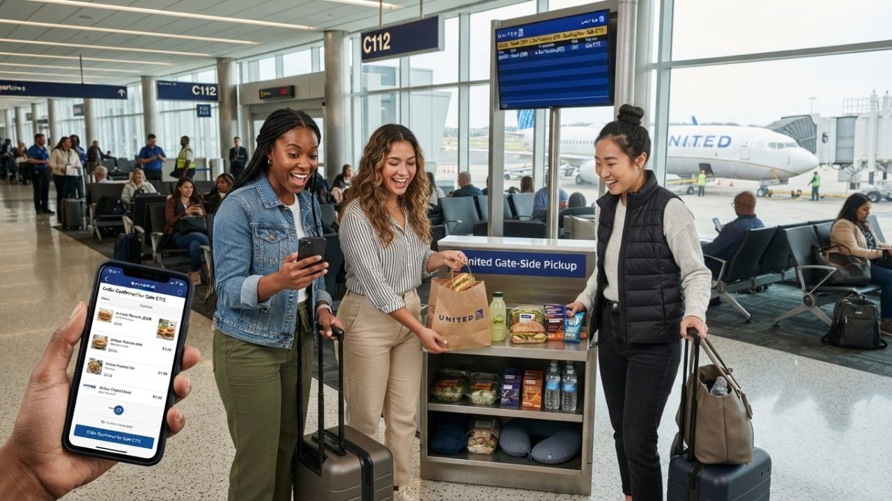 United Airlines Pilots Smart Gate Food and Essentials Delivery at Newark Airport Terminal C