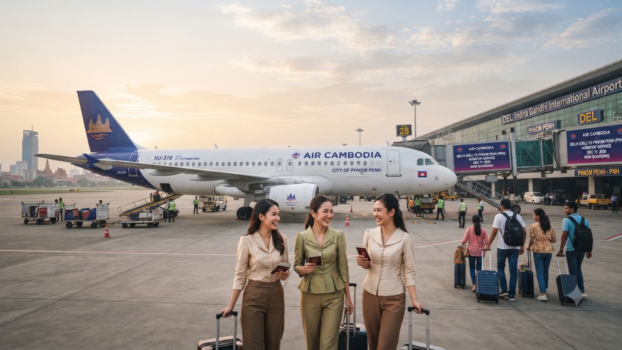 Air Cambodia Airbus A320 connecting New Delhi and Phnom Penh