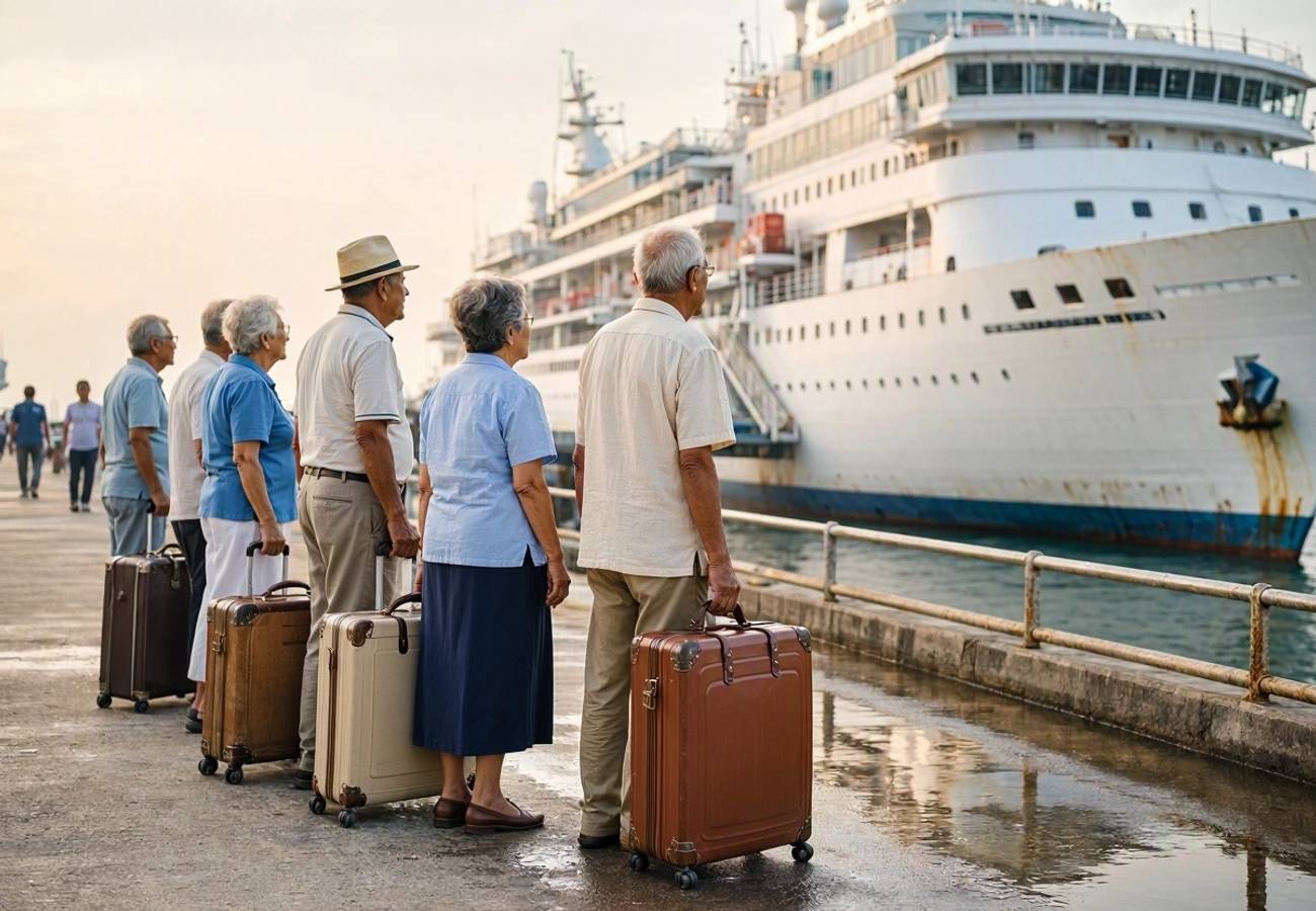 The Villa Vie Odyssey ship docked in Sihanoukville port