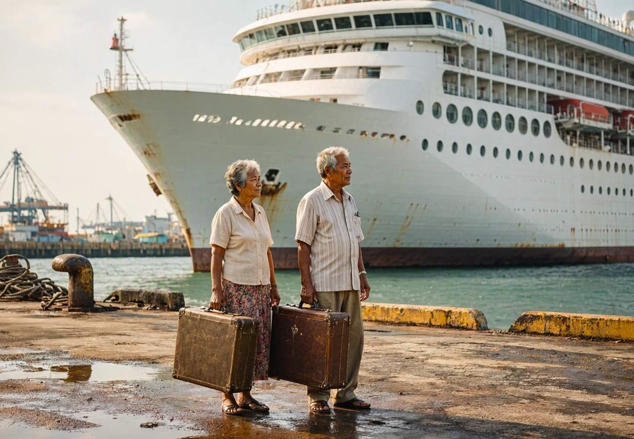 Villa Vie Odyssey cruise ship docked in Sihanoukville port